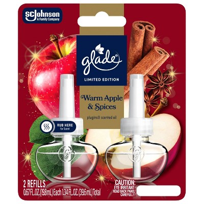 Glade Air Freshener Plug Ins Fall Scented Oil Diffuser Refills - Warm Apple & Spices - 1.34 fl oz/2pk
