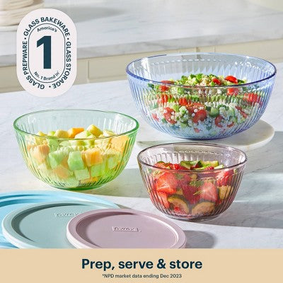 Pyrex Simply Store Tint 6pc Lidded Mixing Bowl Set