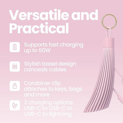 GEMS 2-in-1 Tassel Keychain Cable - Pink