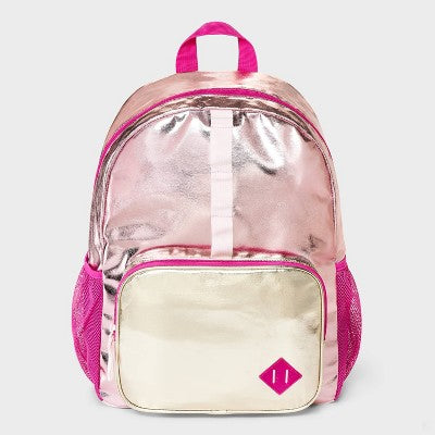Kids' 16 Backpack - Cat & Jack Pink/Metallic Silver"