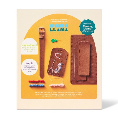 Custom Cross Stich Passport Holder & Luggage Tag Craft Kit - Mondo Llama