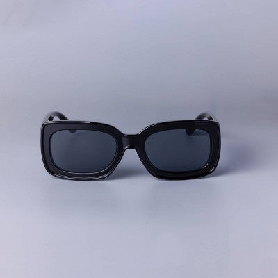 Women's Rectangle with Rim Sunglasses - Wild Fable Black: UV Protection, Recycled Plastic Frame