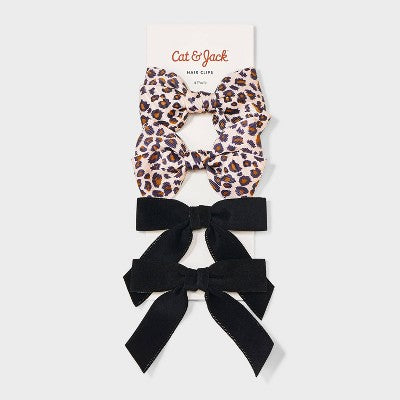 Girls' 4pk Salon Bow Clip Set - Cat & Jack Black/Brown