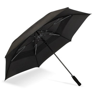 ShedRain Vortex 62 in Golf Umbrella - Black/Charcoal: Auto-Open, Solid Polyester, Plastic Handle