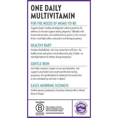 New Chapter Prenatal with Methylfolate + Choline One Daily Multivitamin Tablets - 30ct: Certified Gluten-Free, Kosher