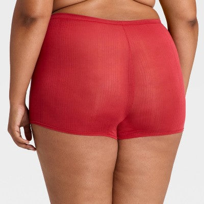 Women's 2pk Modal Blend Boy Shorts Underwear - Auden White/Red XXL