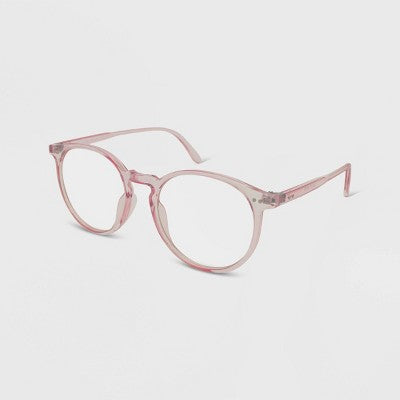 Women's Crystal Plastic Round Blue Light Filtering Glasses - Wild Fable Pink: Shatter-Resistant, Medium Fit, Recycled Frame