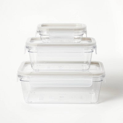 6pc (set of 3) Tritan Plastic Rectangle Food Storage Container Set Clear - Figmint: Stackable, Dishwasher-Safe