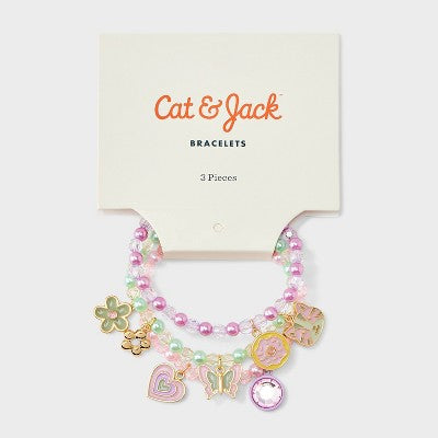 Girls' 3pk Charms Bracelet Set - Cat & Jack? Pink/Purple/Green