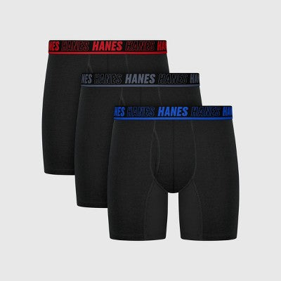 Hanes Men's Anti-Chafe X-Temp Boxer Briefs 3pk - Black L