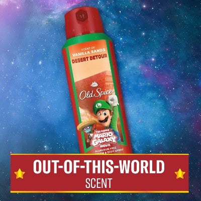 Old Spice x The Super Mario Galaxy 24/7 Odor Control Aluminum-Free Deodorant Body Spray - Desert Detour - 5.1 fl oz
