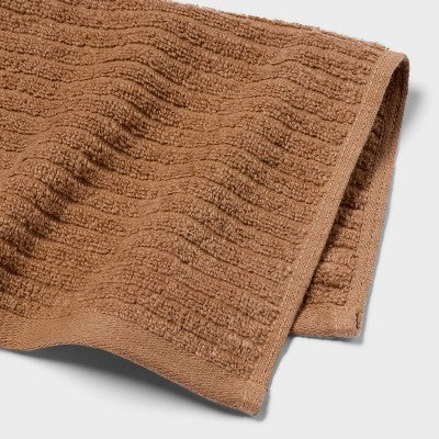 4pk Quick Dry Ribbed Hand and Wash Towel Set Light Brown - Threshold