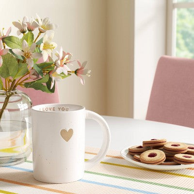 14oz Stoneware Embossed Heart I Love You Mug Ivory - Room Essentials