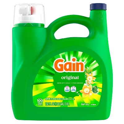 Gain Original HE Concentrated Liquid Laundry Detergent 100 Loads - 132 fl oz: Spill-Resistant Lid, Paraben-Free, Bleach-Free, Odor Control