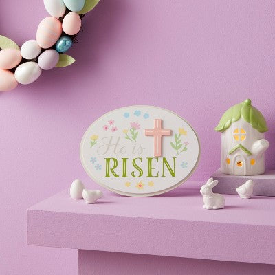 'He is RISEN' Wood Easter Sign - Spritz