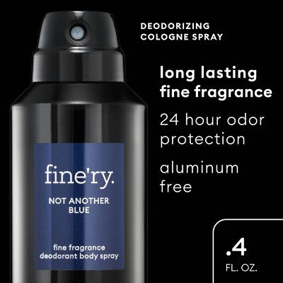 fine'ry. Men's Deodorant Spray - Not Another Blue - 4oz: Under Arm, Fresh Scent