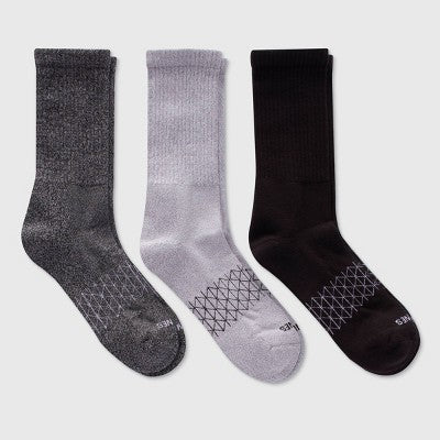 Hanes Men's 3pk Absolute Active Cushioned Crew Socks - Charcoal Gray/Gray/Black 6-12: Breathable Knit, Arch Support