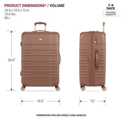 SWISSGEAR Cascade II Hardside Large Checked Spinner Suitcase - Maple: Tear-Resistant, 8 Wheels
