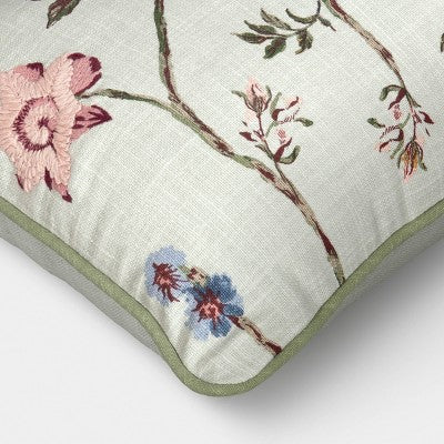 12''x20'' Lumbar Botanical Printed Throw Pillow Green - Threshold