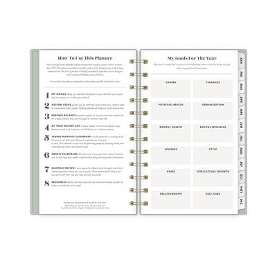 The Everygirl Planner 2025 Weekly/Monthly Planner 6.3"x4.33" Wirebound Solid Soft Sage: Adult Stationery, Calendar, Tabs