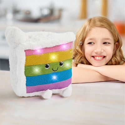 FAO Schwarz 11" Glow Brights Plush LED with Sound Rainbow Cake: Non-Animal Stuffed Toy, Polyester Material