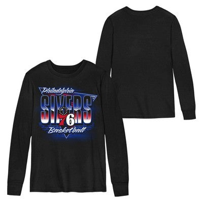 NBA Philadelphia 76ers Kids' Black Long Sleeve T-Shirt - L
