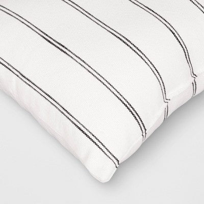 2pk Square Cotton Woven Stripe Throw Pillows Ivory/Black - Threshold