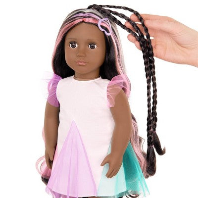 Our Generation Tasha 18" Rainbow Hair Grow Doll with Hair Clips and Styling Book Accessories