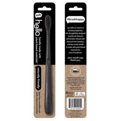Hello BPA free Charcoal Bristle Toothbrush Soft - 1ct