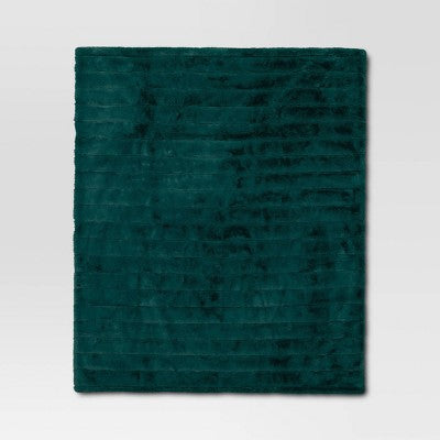 Channel Faux Fur Throw Teal - Threshold