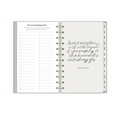 The Everygirl Planner 2025 Weekly/Monthly Planner 6.3"x4.33" Wirebound Solid Soft Sage: Adult Stationery, Calendar, Tabs