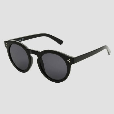 Women's Shiny Plastic Round Sunglasses - Universal Thread Black: Scratch-Resistant, Maximum UV Protection, Recycled Frame