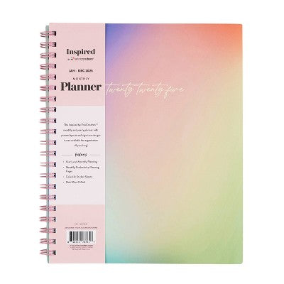 Inspired by Erin Condren 2025 Monthly Planner 11"x9" Pastel Colorblends: Spiral Bound, Adult Stationery, Tabs, 9x11 Paper