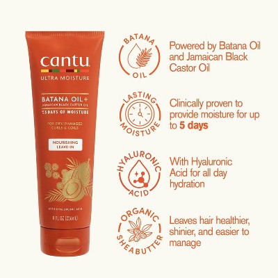 Cantu Ultra Moisture Nourishing Leave-In Conditioner with Batana Oil + Jamaican Black Castor Oil - 8 fl oz