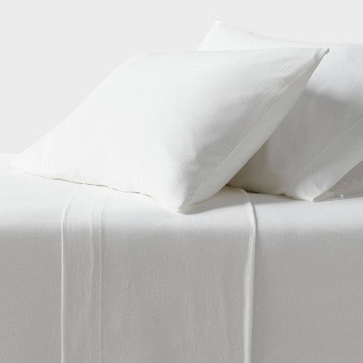 Standard Cotton Jersey Pillowcase White - Threshold: Machine Washable, Knitted Fabric, 2-Pack with End Closure