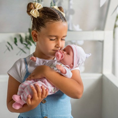 JC Toys Berenguer Boutique 10 Piece Gift Set Pink 15" Realistic Soft Body Baby Doll - Open/Close Eyes