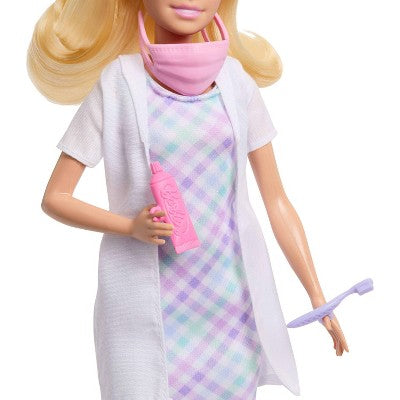 Barbie Careers Dentist Playset with Blonde Fashion Doll, Small Doll, Examination Chair & Accessories