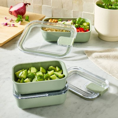 4pc (Set of 2) 1c Meal Prep Food Storage Container Set Sage - Figmint