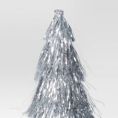 14" Witch Hat Tabletop Halloween Decorative Prop Silver Tinsel - Hyde and EEK! Boutique
