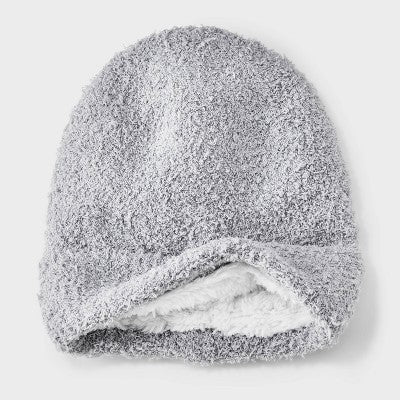 Girls' Fuzzy Knitted Beanie Hat - art class Gray