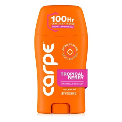 Carpe Women's 100HR Sweat & Odor Control Antiperspirant Deodorant - Tropical Berry - 1.76oz: Under Arm, Paraben-Free, Cream