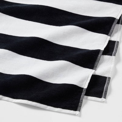 Striped Beach Towel Black/White - Sun Squad
