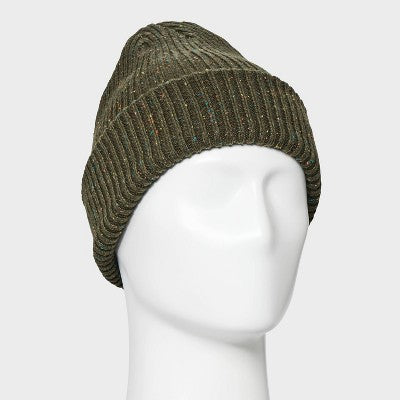 Men's Speckle Ribbed Beanie - Goodfellow & Co Olive Green