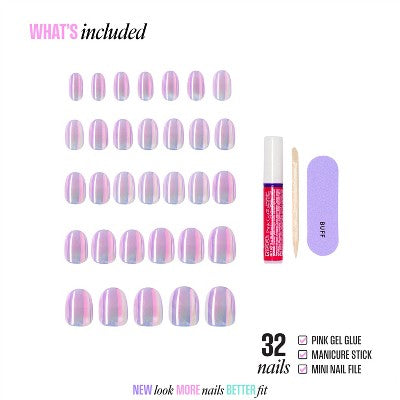 KISS Nails GLAM Embellished Press-On Fake Nails - Short Round - One n Only - 35ct