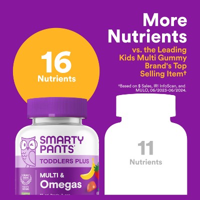 SmartyPants Toddler Plus Multivitamin & Omegas Gummies with Vitamins C, D3, B12 & Zinc - 60ct