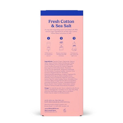 Wild Cosmetics Aluminum-Free Love Heart Case Deodorant - Fresh Cotton & Sea Salt - 1.4oz