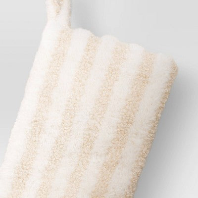 20" Plush Striped Christmas Stocking Cream/White - Wondershop