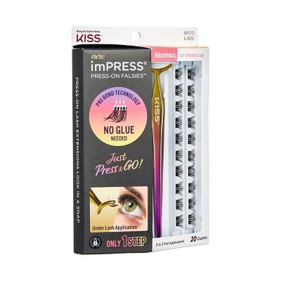 KISS imPRESS Press-On Falsies No-Glue False Eyelash Clusters Kit - Voluminous - 21ct