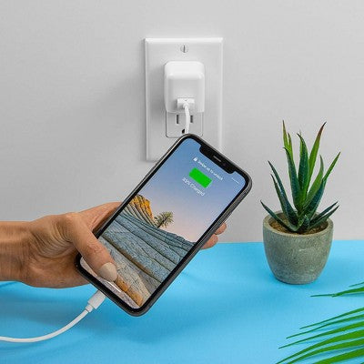 Just Wireless 2.4A/12W 1-Port USB-A Wall Charger with 5' TPU Lightning to USB-A Cable - White