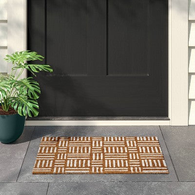 1'4"x2'4" Crosshatch Rectangle Outdoor Door Mat White - Room Essentials (LOCAL PICKUP ONLY)